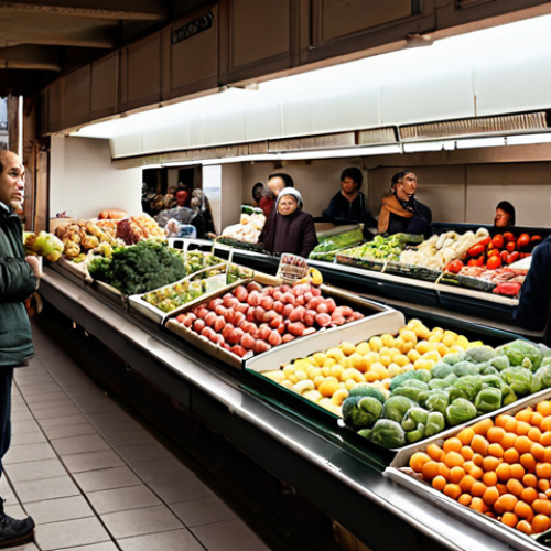 Home 11 **
"A bustling Parisian banlieue market scene. Juxtapose fresh produce overflowing from some stalls with noticeably empty shelves at others. Focus on the expressions of shoppers; some are joyfully selecting items, while others show visible worry and constraint. In the background, subtly include a dilapidated building juxtaposed with a modern, well-maintained apartment complex. Cinematic lighting, emphasizing the contrast. Concept: Access to healthy food and decent living conditions disparity in France. Style: Documentary photography, realistic."
**