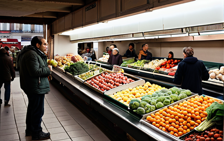 **
"A bustling Parisian banlieue market scene. Juxtapose fresh produce overflowing from some stalls with noticeably empty shelves at others. Focus on the expressions of shoppers; some are joyfully selecting items, while others show visible worry and constraint. In the background, subtly include a dilapidated building juxtaposed with a modern, well-maintained apartment complex. Cinematic lighting, emphasizing the contrast. Concept: Access to healthy food and decent living conditions disparity in France. Style: Documentary photography, realistic."
**
