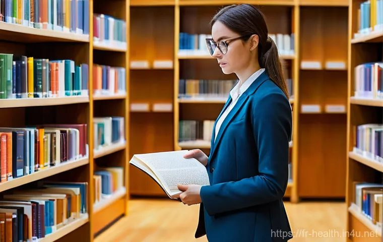 보건학 학술지 제출 - **Prompt:** A focused female researcher in her mid-30s, dressed in a smart casual blazer and trouser...