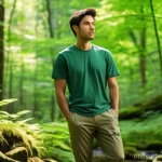 보건학과 환경 오염 - **Prompt:** A serene and vibrant image of a young adult (mid-20s to early 30s) standing in a sun-dre...