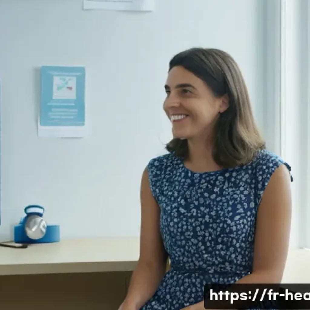 보건학에서의 여성 건강 - **Prompt:** A young French woman in her late teens is at a gynecologist's office. She is wearing a f...