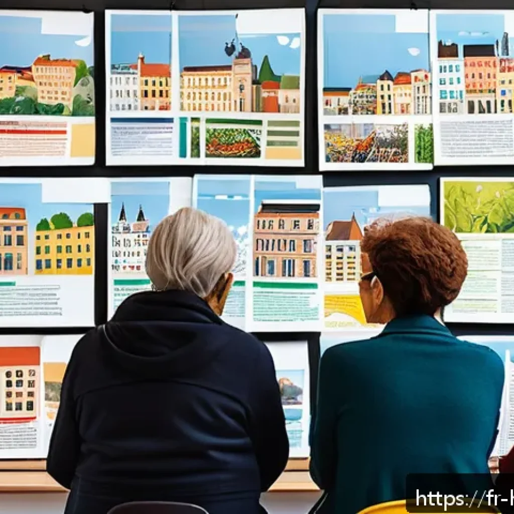 보건학 사례 연구 - A vibrant urban community workshop scene in Lyon, featuring diverse adults and elderly participants ...