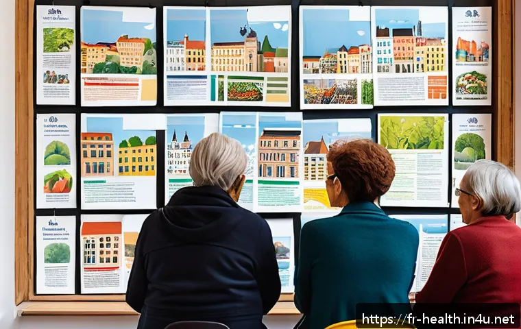 보건학 사례 연구 - A vibrant urban community workshop scene in Lyon, featuring diverse adults and elderly participants ...