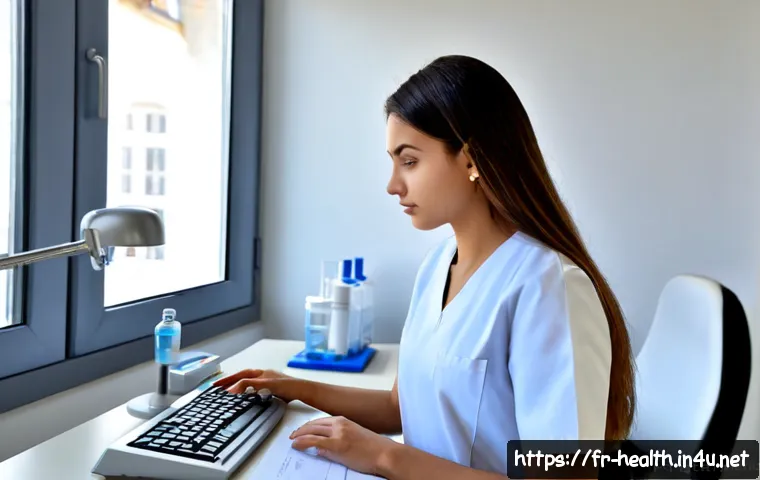 보건학과 질병 예측 및 예방 - Photorealistic public health student in a modern French university health laboratory, studying anony...